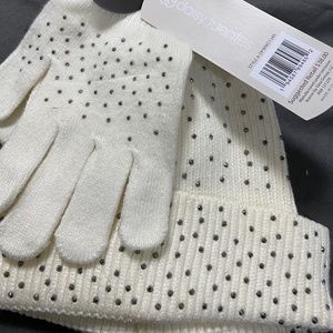 White Bling Hat & Glove Set